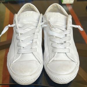 White Converse slip ons